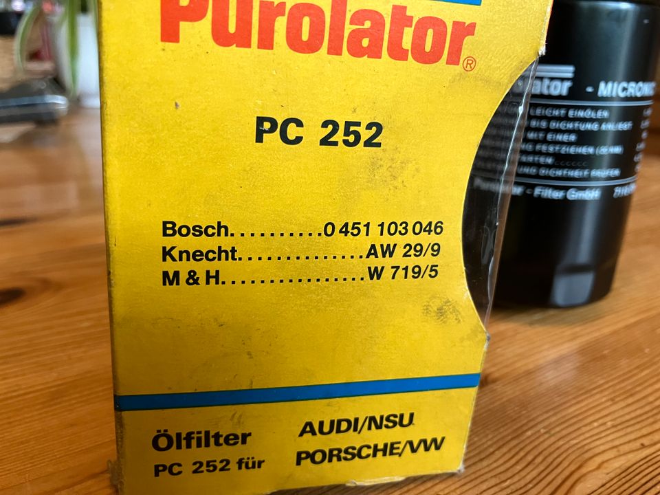 Ölfilter PC 252 von Purolator für AUDI, NSU, PORSCHE, VW Oldtimer in Germering