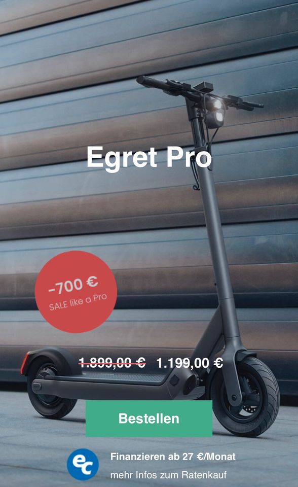 eScooter eRoller Egret PRO - Vers.+Tex-Lock Schloss an Lager! NEU in Friedrichsdorf