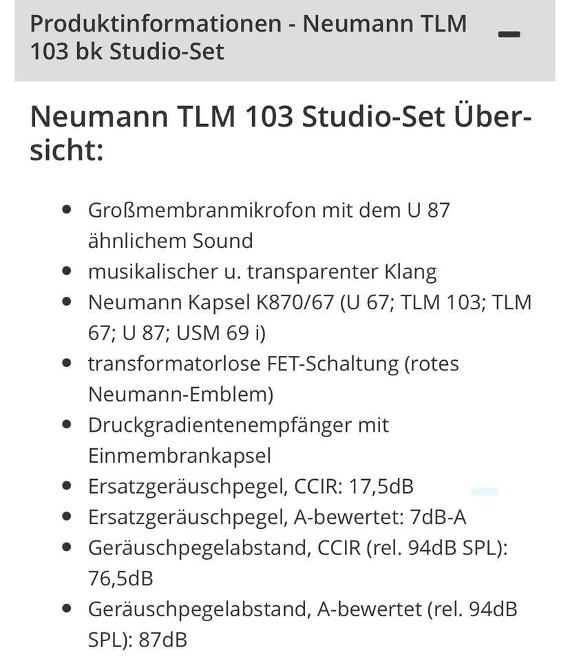 Neumann TLM 103 mt Studio Set in Weißenthurm  