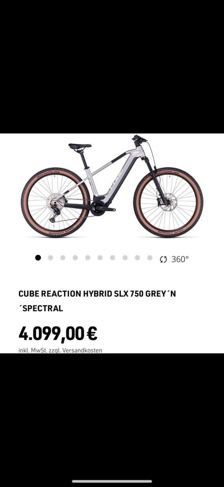 CUBE REACTION HYBRID SLX 750 2024 E-Bike ERST 520KM NP: 4099€ TOP in Tettnang