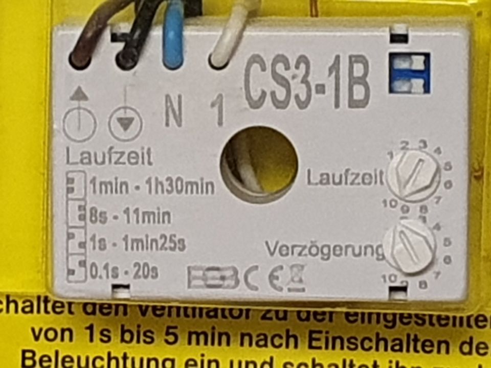 NEU Zeitschalter 1s bis 90 min Ventilator Bad-Lüfter in Dreieich