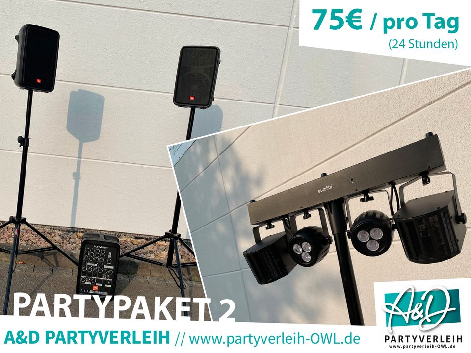 [Partypaket] Musikanlage + Partylicht mieten leihen Verleih in Leopoldshöhe