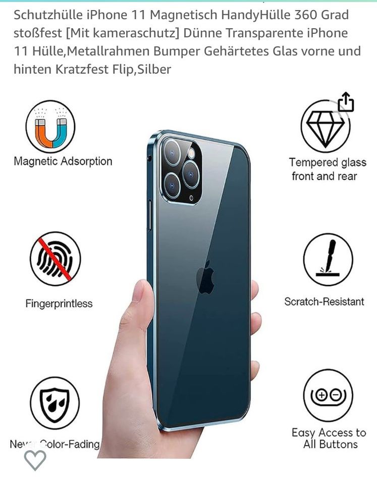 Schutzhülle iPhone11, 360 Grad, stoßfest, silber in Nordhausen