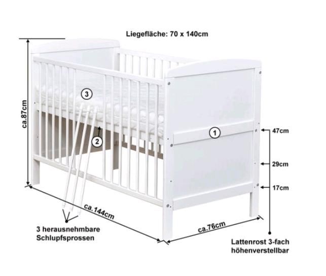 Kinderbett 140x70 wie neu, Komplett mit Decke,Kissen,Bettwäsche in Weimar