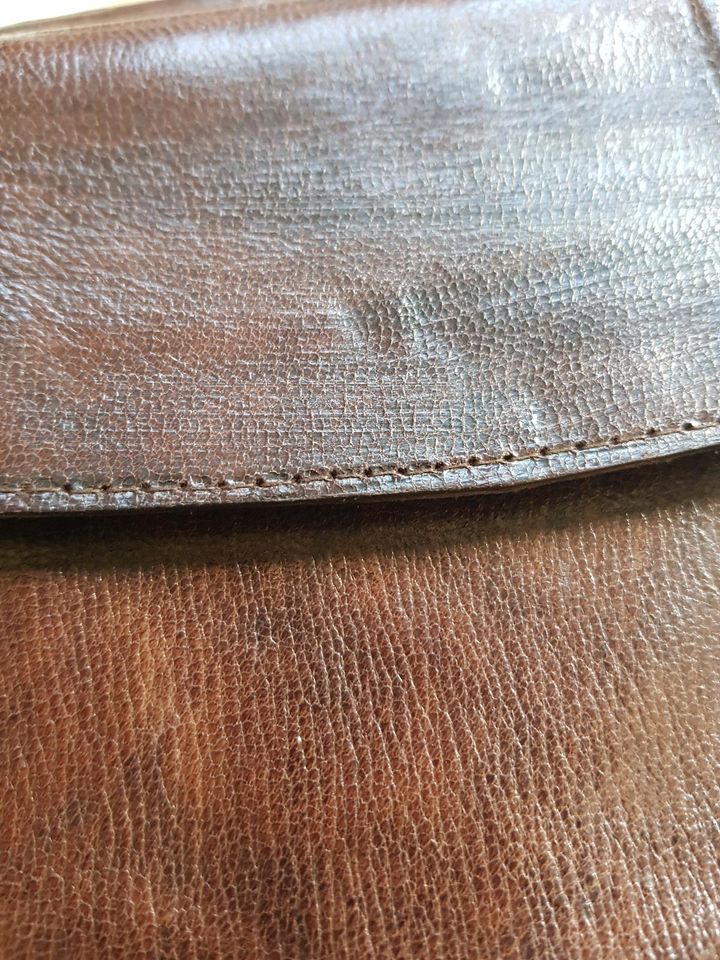 Herrentasche Handgelenk echtes Leder braun Vintage neu in Weinheim