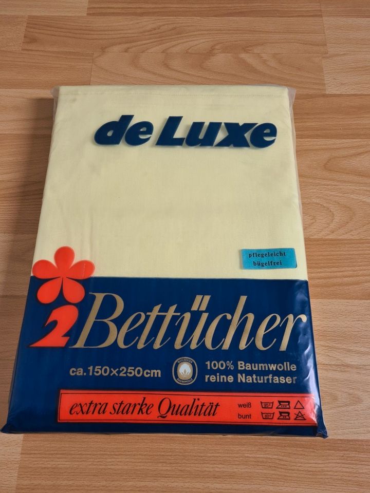 ***DE LUXE BETTLAKEN 2X2 STÜCK NEU VANILLE GELB*ORANGE*** in Frohburg