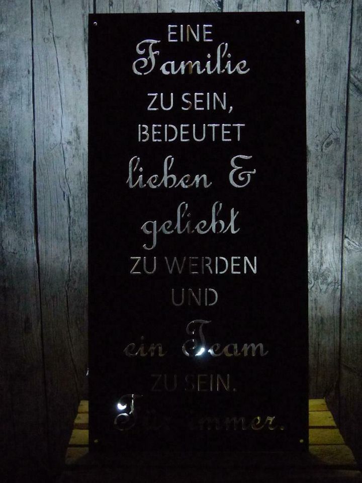 Spruchtafel, Stahl Edelrost Familie Zuhause in Asendorf (bei Bruchhausen-Vilsen)