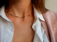 Handgemachte Perlenkette/Choker, bunt Regenbogen, Geschenk Nordrhein-Westfalen - Neuss Vorschau