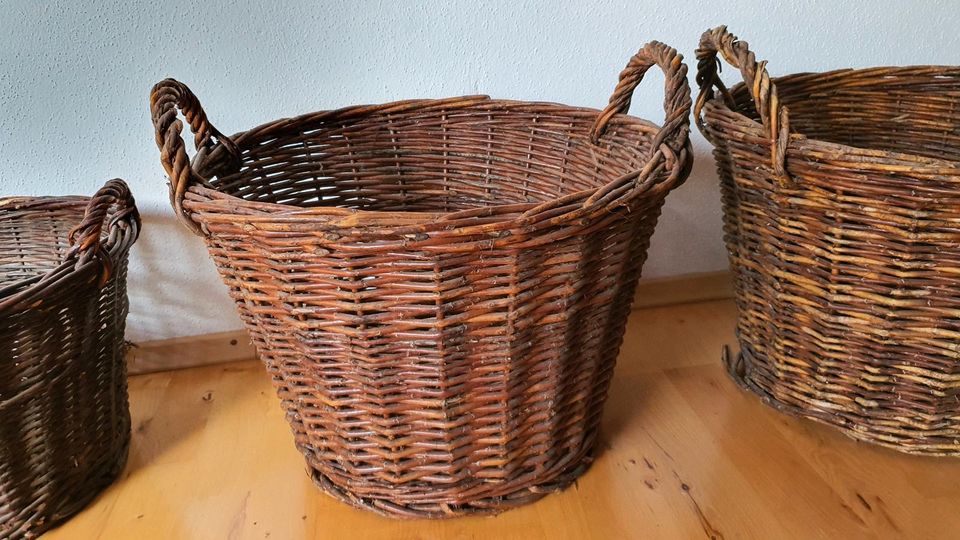 XXL 3 KÖRBE DEKO OSTERN VINTAGE WEIDEN KORB DEKOKORB RATTAN in Riemerling