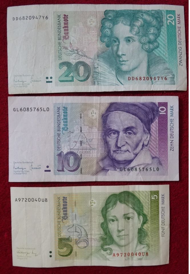 5,10, 20 DM Deutsche Bundesbank D Mark Geldschein Banknoten in Oranienburg