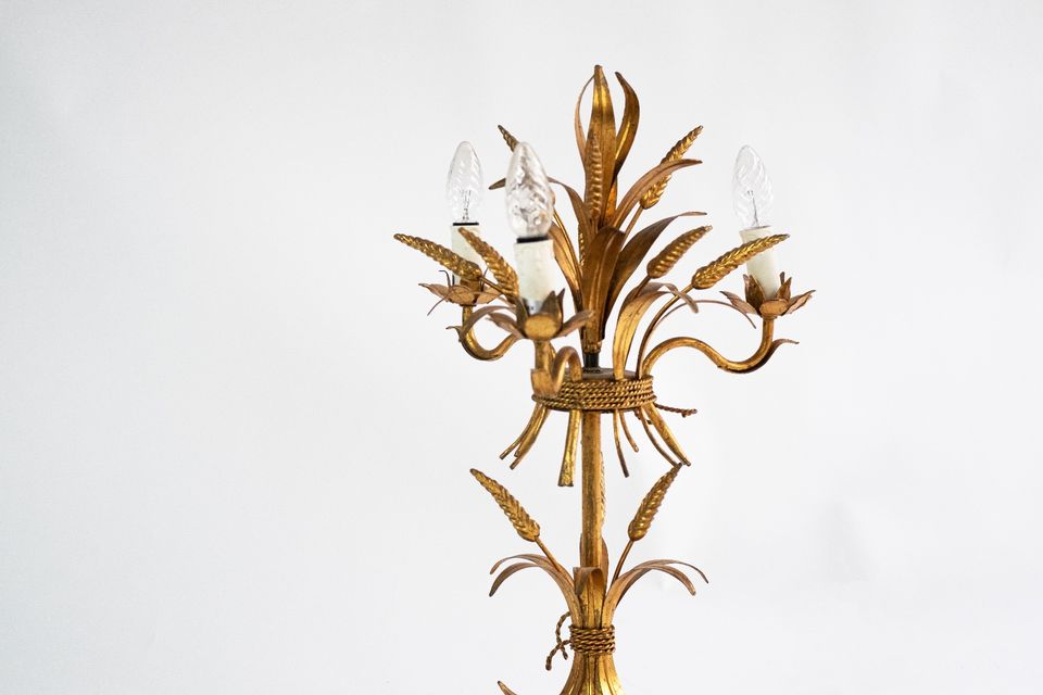 goldene Palmstehleuchte, Hans Kögl, seltenes Fundstück, 50er in Karlsruhe
