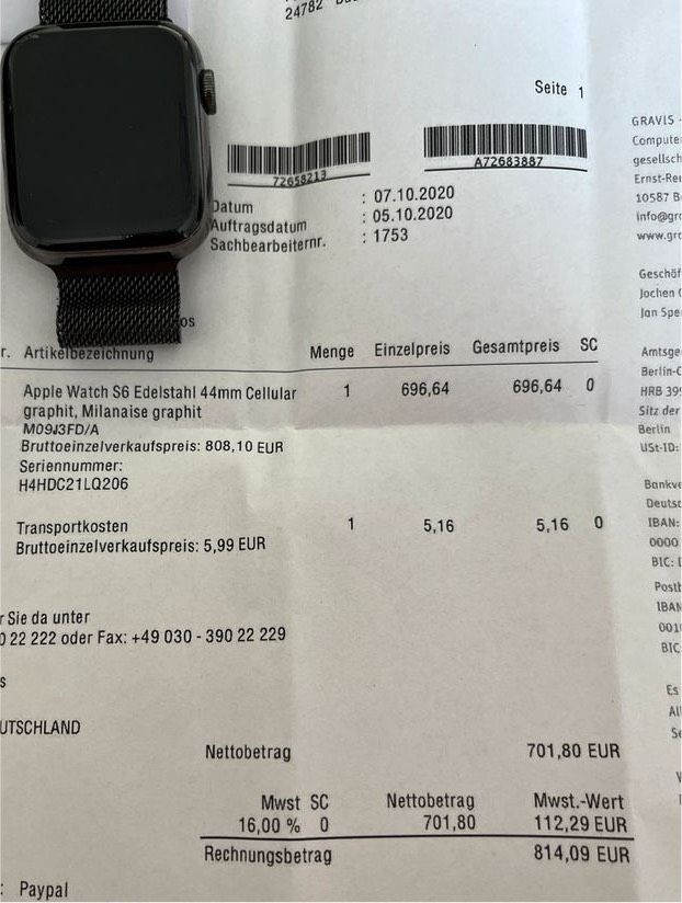 Apple Watch 6 Stahl, Milanese, Tausch gg. Ultra 2 neu, ovp in Mettmann