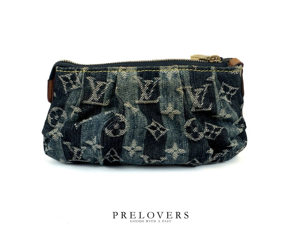 LOUIS VUITTON Etui „Trousse Rays“ Monogram Denim Patchwork Gris in Hamburg