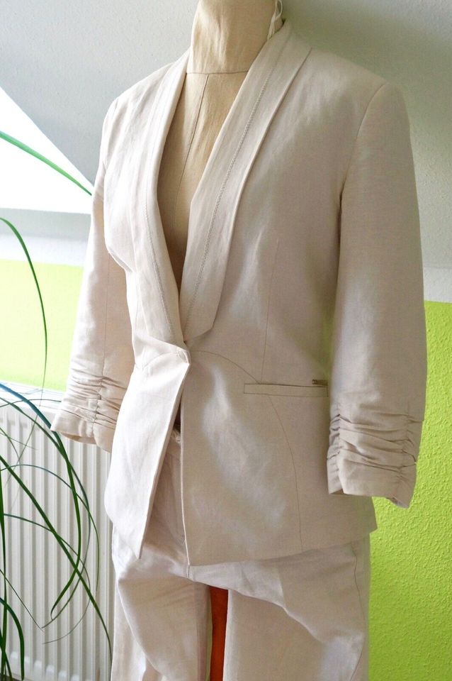 ORSAY Sommeranzug Kostüm Blazer Hose Baumwolle Beige Gr. 34 XS in Dresden