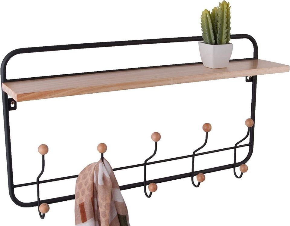 PT Coat Rack Garderobe Regal, Eisen, Kiefer Schwarz, Einheitsgröß in Körle