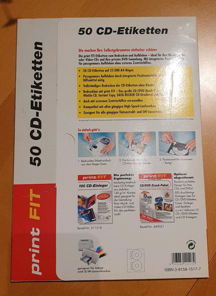 60 DVD / CD-Etiketten von print FIT für Inkjet o. (S/W-)Laser-Dr. in Korschenbroich