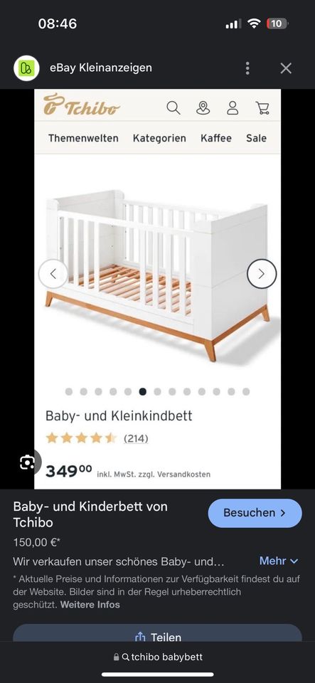 Babybett und Wickelkommode von Tchibo in Osnabrück