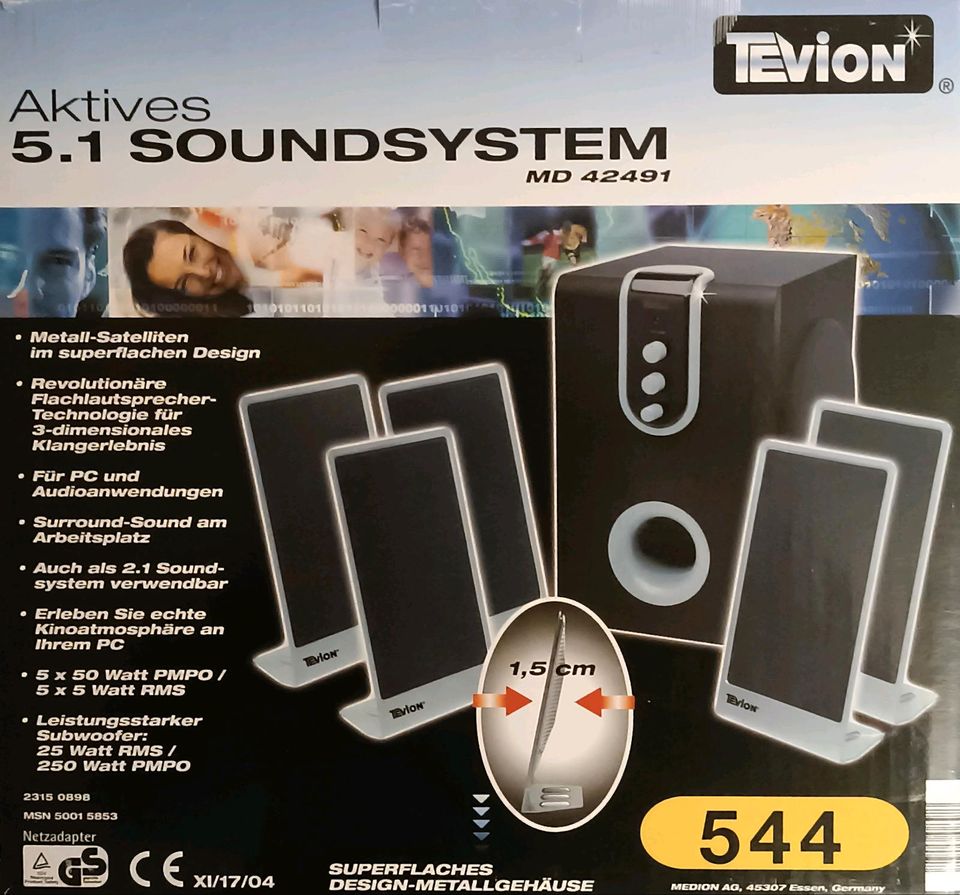 Tevion 5.1 aktives Soundsystem Lautsprecher Subwoofer in Krefeld