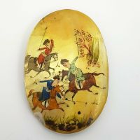 Antike Miniatur-Malerei auf Perlmutt - Platte ( Polo - Spiel ) SB Nordrhein-Westfalen - Recklinghausen Vorschau
