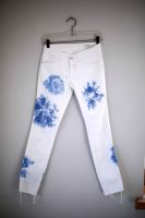 Closed Hose weiß Batik blau gefärbt 24 Pedal star mid waist Jeans Wandsbek - Hamburg Marienthal Vorschau