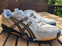 Asics TOP Sportschuhe Gr 48  US13 weiß silber Schuhe Gel Balance Sachsen - Radebeul Vorschau