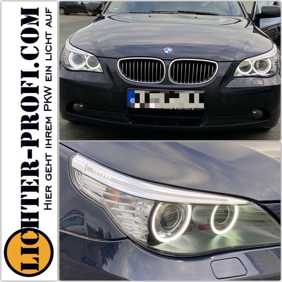 Xenon Scheinwerfer CCFL Angel Eyes passt für BMW 5er E60/E61 2003-2007  schwarz