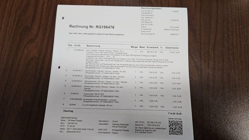 Anhängerkupplung 3,5t Renault Master 3 Movano Interstar in Backnang