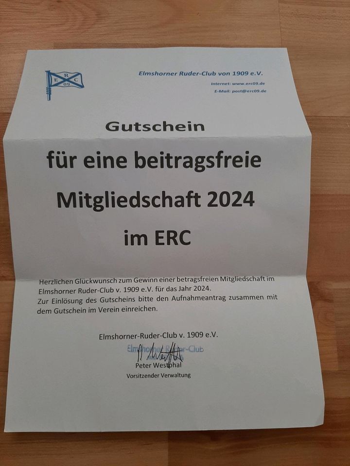 Jahresbeitrag Elmshorner Ruder Club 2024 / Wert € 230,-- in Horst (Holstein)