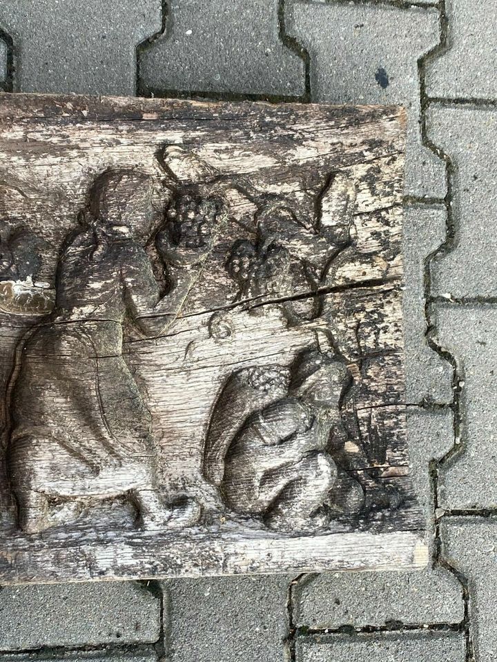 GROSSES HANDGESCHNITZTES RELIEF ANTIK WIRTSHAUSSZENERIE HOLZ MASSIV 164x39cm - Versand kostenlos - Wir sind für Sie da lokal in 86830 Schwabmünchen oder online ARTHOME24 in Schwabmünchen