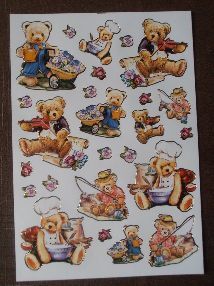 Teddybären Sticker, Aufkleber 5x A4 Bogen große Motive in Werlte 
