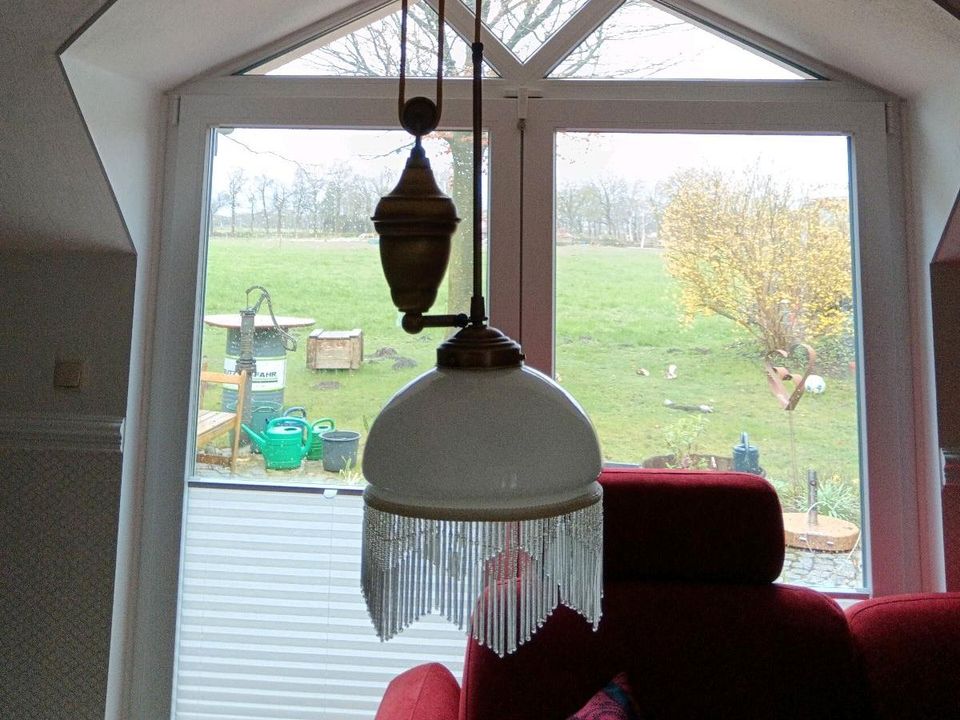 Deckenlampe mit Glasperlen Glas Messing brüniert in Leer (Ostfriesland)