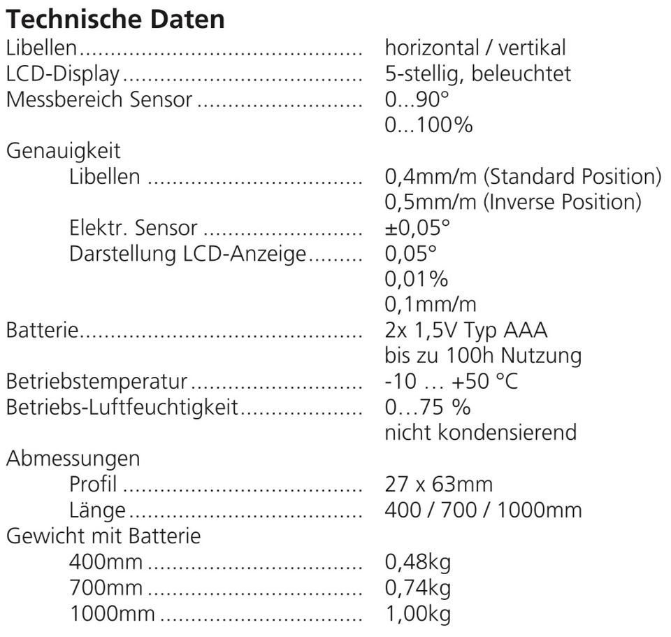 Digitale Wasserwaage 100cm und 40cm in Emkendorf