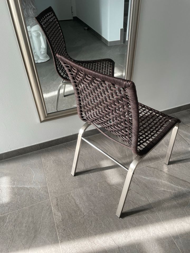 Stuhl Nandor Edelstahl mit Rattan geflochten von Ikea neuwertig in