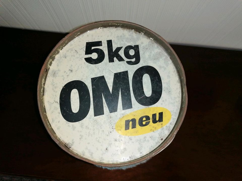 Alte Waschpulver Blechtonne  " Omo" in Osnabrück