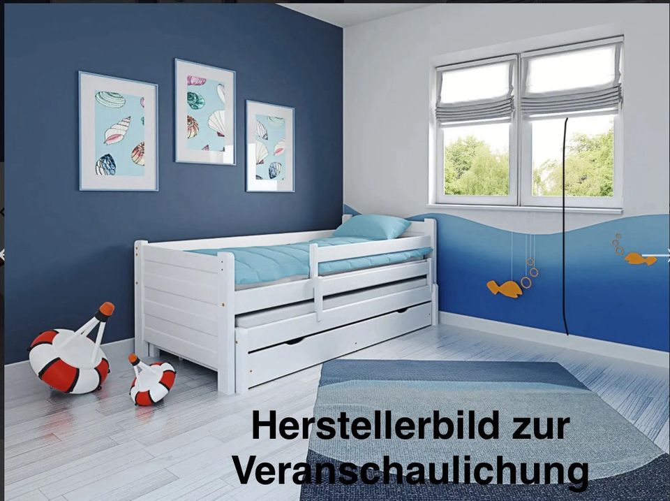 Kinder-/Jugendbett mit Ausziehbett + Schubladen 90 x 200cm weiß in Hamburg