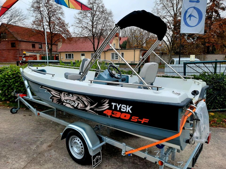 Tysk 430 Angelboot Konsolenboot  Motorboot Vollausstattung in Neuruppin