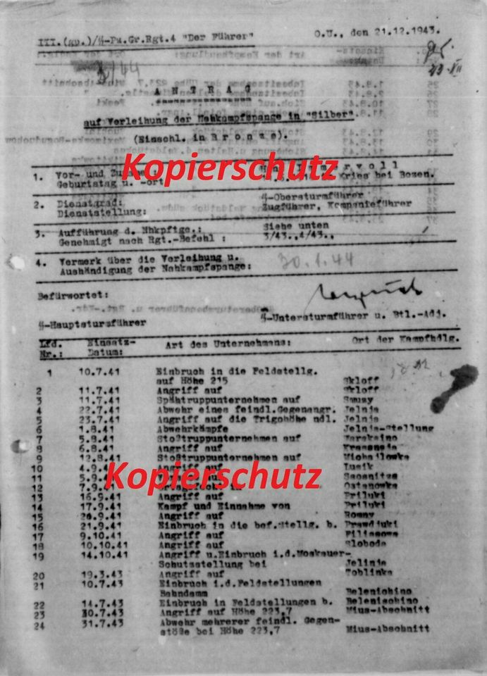 KTB 2. WAFFEN-SS PANZER DIVISION "DAS REICH" D-DAY PANTHER STUG in Prüm
