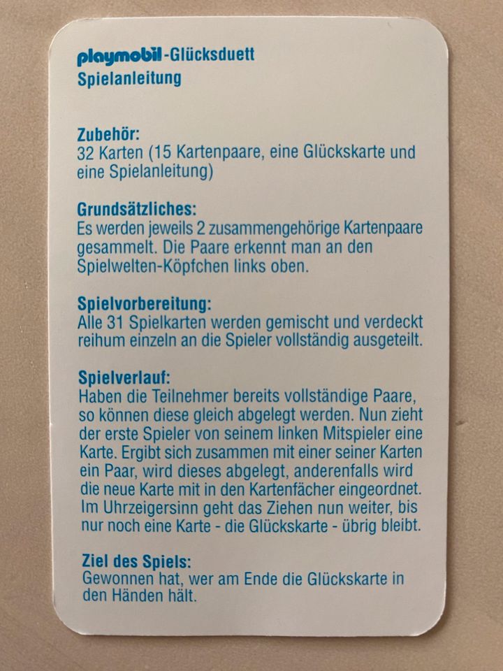 Playmobil Quartett nahezu unbespielt wie neu inkl. Warensendung in Hamburg