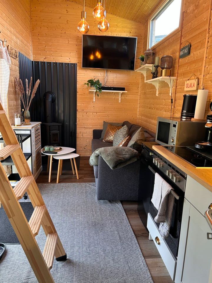 Tinyhouse Ferienhaus Urlaub Erholung Wasser Entspannung Fasssauna in Lychen