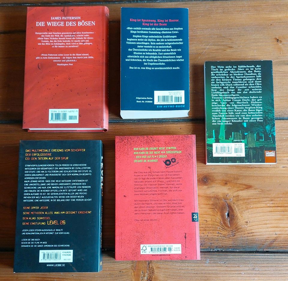 ❤️5tlg Bücher Set/Psycho Thriller/Bestseller/Horror/Krimi/King in Padingbüttel