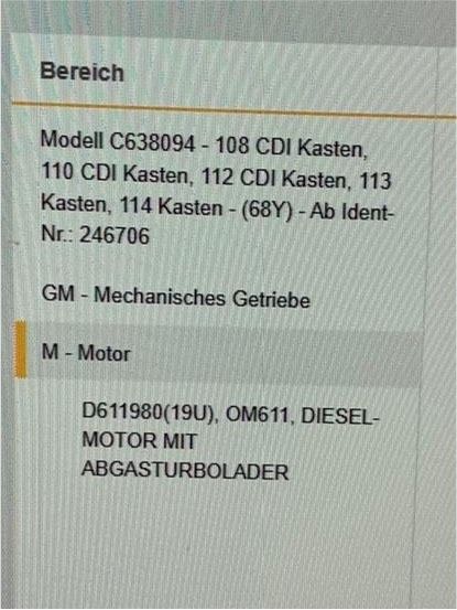 Mercedes Vito 108 CDI Motor und Schaltgetriebe in Dresden