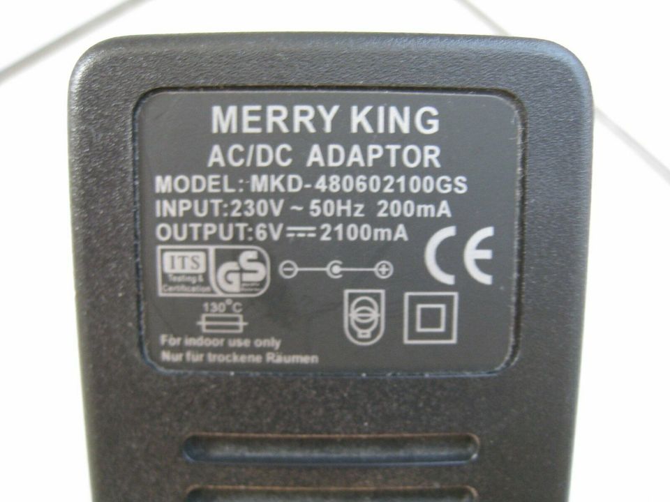 AC/DC Adapter Merry King Modell MKD-480602100GS - neuwertig! in Schalkenbach