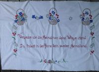 Altes Tuch bestickt Vorhang Wandbehang vergesse nie die Heimat,wo Bayern - Übersee Vorschau