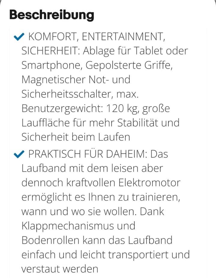 Laufband elektrisch klappbar in Wittighausen