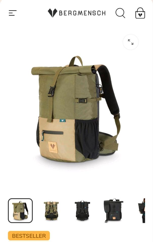 Bergmensch Rucksack Tasche Rolltop Hans grün olive khaki in Farchant