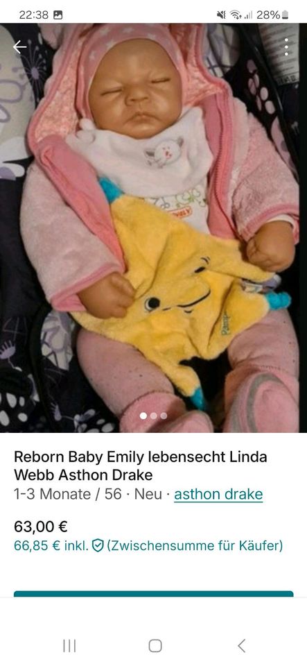 Reborn Baby Emily lebensecht Linda Webb Asthon Drake in Wintersheim