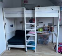 Hochbett mit Schreibtisch und Ausklappbaren Unterbett Niedersachsen - Drochtersen Vorschau