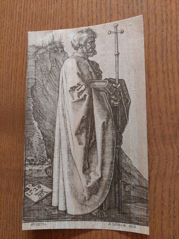 Altes Gebets- und Andachtsbildchen auf Holz gedruckt in Augsburg