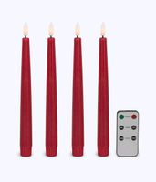 4 x LED Kerzen mit Fernbedienung in Rot mit Metallic-Finish Sachsen - Tannenbergsthal Vorschau