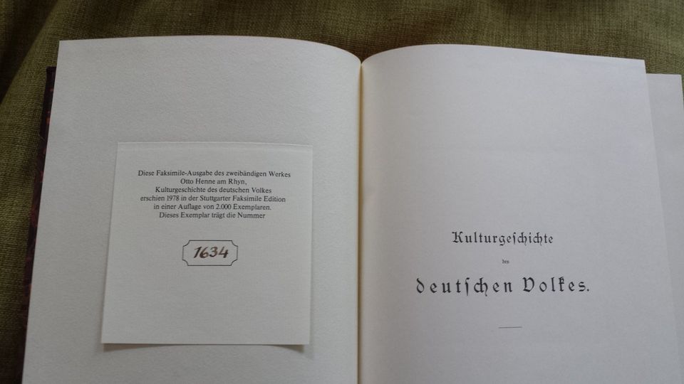 Kulturgeschichte des Deutschen Volkes, Otto Henne Bd1+2 Faksimile in Köln